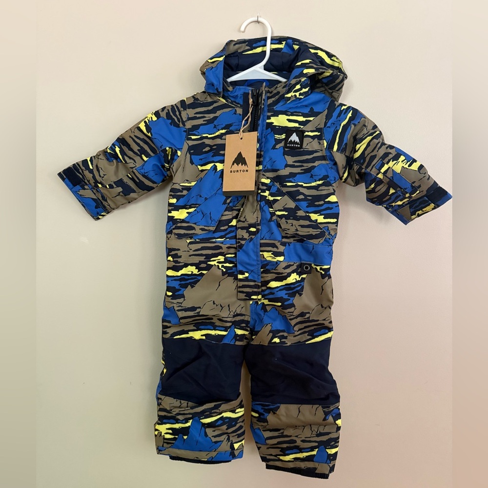 Burton Kids Snow One-Piece Snowsuit - Blue, Olive & Yellow Camo 18 months NEW